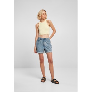 Urban Classics Dames Cropped Rib Top Zachtgeel