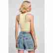 Urban Classics Dames Cropped Rib Top Zachtgeel achter