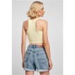 Urban Classics Dames Cropped Rib Top Zachtgeel achter