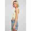 Urban Classics Dames Cropped Rib Top Zachtgeel links
