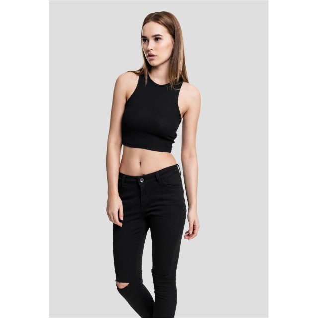 Urban Classics Dames Cropped Rib Top Zwart