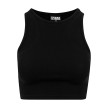 Urban Classics Dames Cropped Rib Top Zwart voorkant
