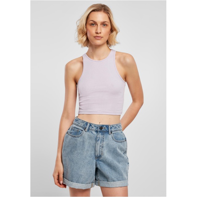Urban Classics Dames Cropped Rib Top Lilac