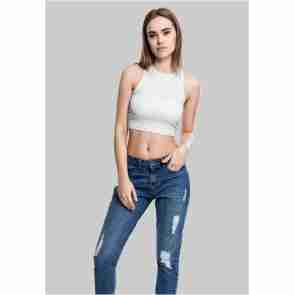 Urban Classics Dames Cropped Rib Top Wit