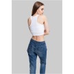 Urban Classics Dames Cropped Rib Top Wit rug