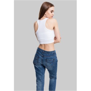 Urban Classics Dames Cropped Rib Top Wit rug