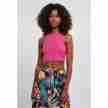 Urban Classics Dames Cropped Rib Top Fuchsia