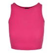 Urban Classics Dames Cropped Rib Top Fuchsia voorkant