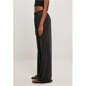 Dames Modal Wijde Pijpen Ballroom Broek zwart links Elastische Tailleband