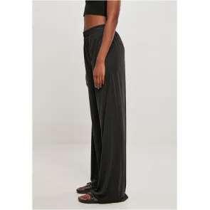 Dames Modal Wijde Pijpen Ballroom Broek zwart links Elastische Tailleband