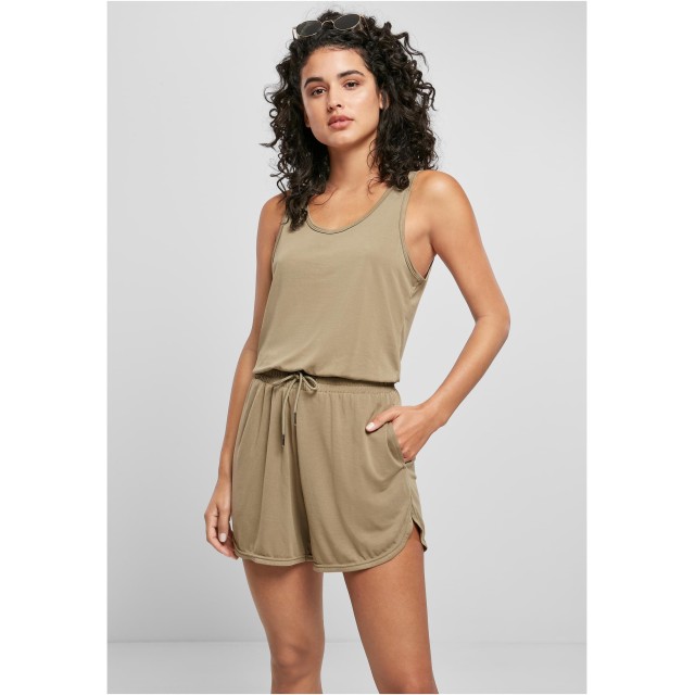 Urban Classics Dames Korte Mouwloze Modal Latin Jumpsuit Khaki