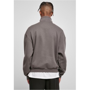 Urban classics organische sweatshirt met trekkoord donker grijs achterkant
