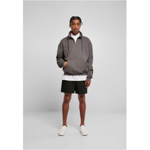 Urban classics organische sweatshirt met trekkoord donker grijs voorkant