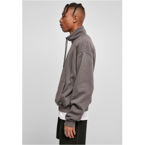 Urban classics organische sweatshirt met trekkoord donkergrijs zijkant