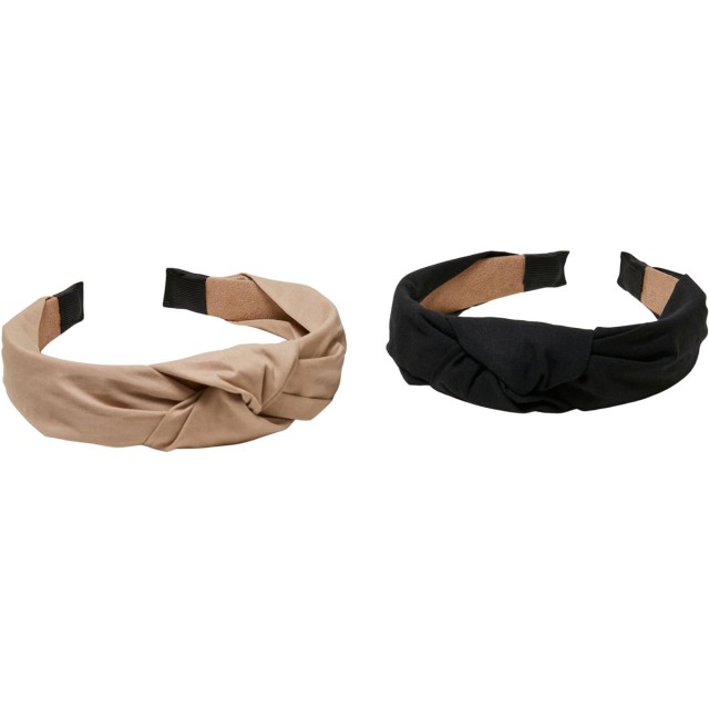 Urban Classics Lichte Hoofdband met Knoop set van 2 Khaki & Zwart