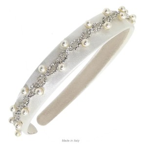 Alista klassieke haarband met parels en strass stenen wit