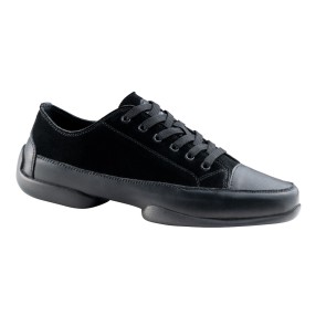 Suny Anna Kern 4045 Heren Zwarte Nappa-Nubbuk Danssneakers met Splitzool