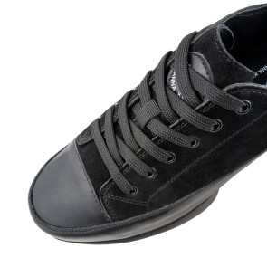 Suny Anna Kern 4045 Heren Zwarte Nappa-Nubbuk Danssneakers met Splitzool met veters