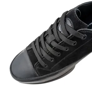 Suny Anna Kern 4045 Heren Zwarte Nappa-Nubbuk Danssneakers met Splitzool met veters