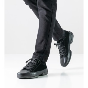 Suny Anna Kern 4045 Heren Zwarte Nappa-Nubbuk Danssneakers met Splitzool voor binnen en buiten