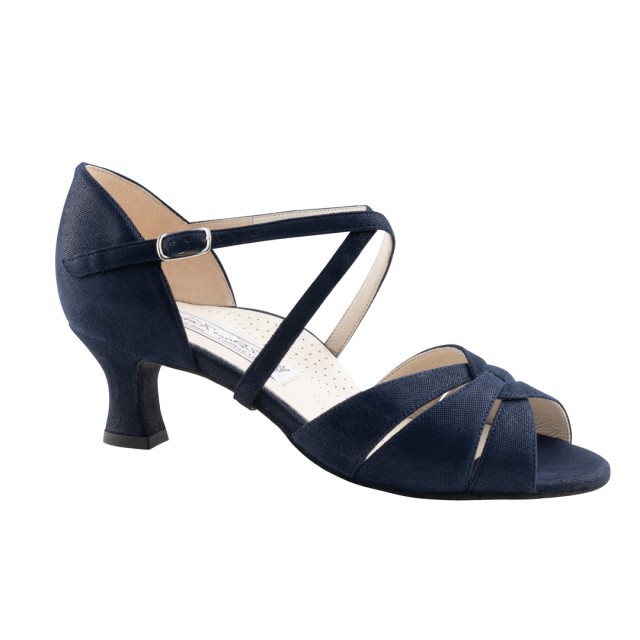 Werner Kern ebony Dames latin dansschoenen donkerblauw suede 5 cm hak open neus
