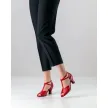 werner kern lindsay dames dansschoenen rood leer met t bandje over de voet suede zool salsa latin swing