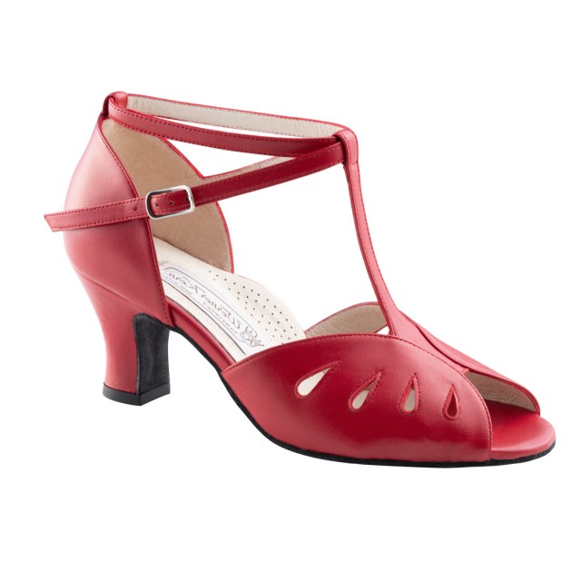 Werner Kern Lindsay dames rode dansschoenen leer open teen Swing lindyhop