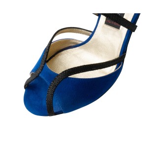Nueva Epoca Maxima tango dansschoenen dames open neus blauw zwarte bandjes
