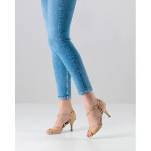 Nueva Epoca Ornella lichte dansschoenen beige voor salsa latin kizomba open teen