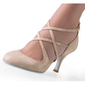Nueva Epoca Valeria dames dansschoenen tango hoge stiletto hak 7 cm beige