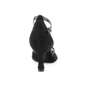 Portdance PD707 Dames Salsaschoenen zwart hoge hak suede