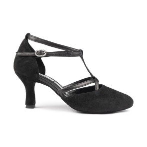 Portdance PD707 Dames Salsaschoenen zwart zijkant dichte neus