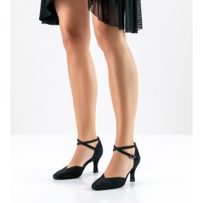 Werner Kern Betty zwart brocade dansschoenen voor dames met subtiele glitters