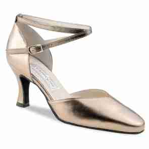 Werner Kern Betty dichte Dames Dansschoenen met Puntig neusje en Enkelbandje - koper metallic leer