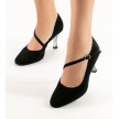 werner kern sarah dansschoenen voor ballroom en latin zwart suede met suede zolen en schuin bandje