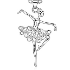 Alista Ballet Ketting van Ballerina Hanger met B32068 zilver met strass steentjes