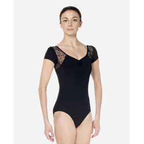 Lulli Dames Cap Sleeve Flocked Mesh Leotard Melody