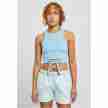licht blauw Urban Classics Ladies Cropped Knot Top voorkant
