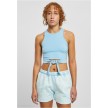 licht blauw Urban Classics Ladies Cropped Knot Top voorkant