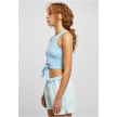 Urban Classics Ladies Cropped Knot Top lichtblauw link