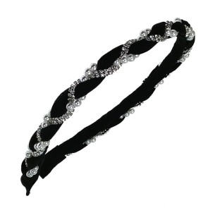 Alista Haarband met Parels en Strass zwart