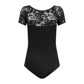 Rumpf R3113 balletpak met kant korte mouwen achterkant 
