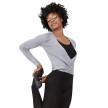 Capezio Ribbed Knit Wrap Sweater grijs met V hals