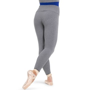 Capezio Ribbed Sweater Gebreide Legging dames grijs met een elastische enkelzoom