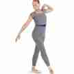 Capezio Ribbed Sweater Gebreide Legging dames grijs met een opvouwbare tailleband