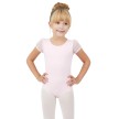 Capezio Meisjes Balletpakje Pofmouwen en Open Rug 11311C roze met doorzichtige mouwen