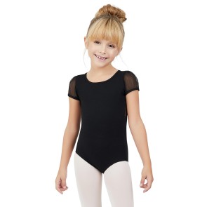 Capezio meisjes Puff Sleeve Keyhole Back Leotard zwart