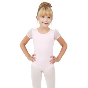 Capezio meisjes Puff Sleeve Keyhole Back Leotard zalmrose
