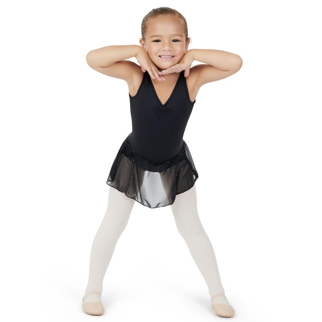 Capezio Meisjes Balletpakje met Rokje en Pinch 11309C zwart met V hals