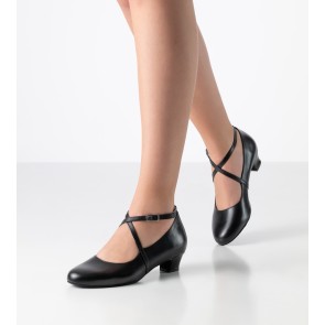 Werner Kern Stine zwarte Lederen dansschoenen voor Dames met een stabiele hak